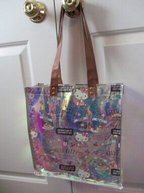 HELLO KITTY Plastic Iridescent Tote HandBag Purse Pocketbook Bag NEW